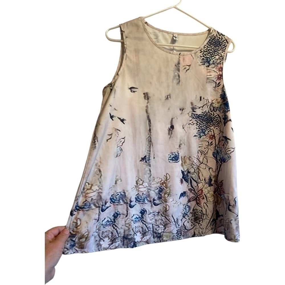 Misslook Floral Dress Shell Top Blouse Womens Medium Muted Pastel Colors Lovely